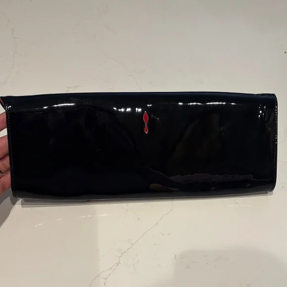 Christian Louboutin Glossy Black and Vibrant Red Clutch - Picture 3 of 3